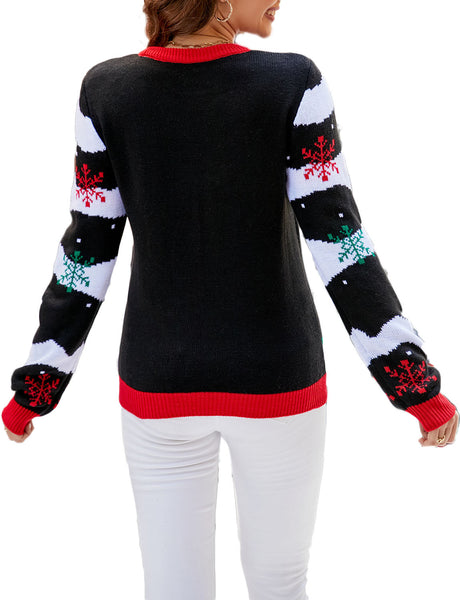 Women's Casual Christmas Tree Top Cozy Long Sleeve Pullover Sweater