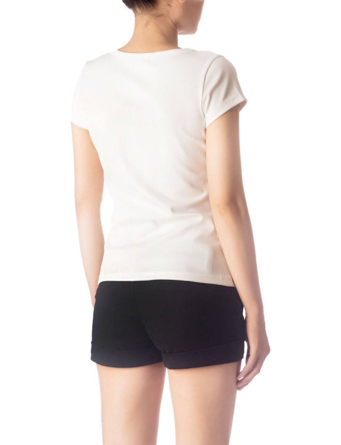 Women's Slim Fit Stretchy Deep U Neck Comfort Cap Sleeves T-shirt