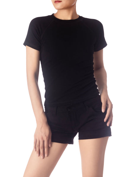 Women's Slim Fit Stretchy Thick Cotton Comfort Short Sleeves T-shirt