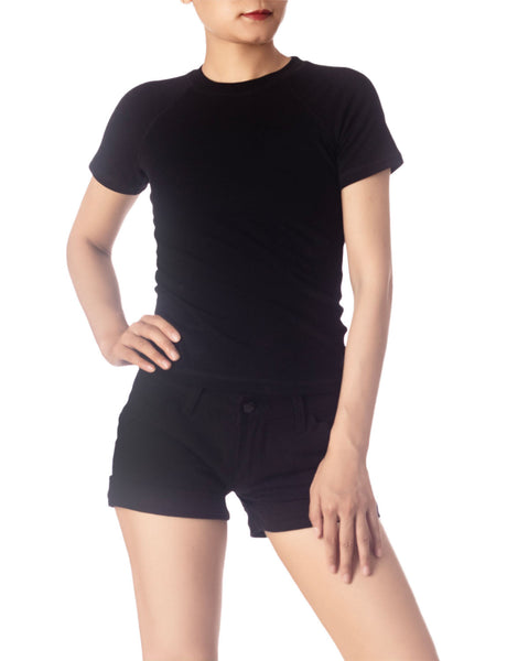 Women's Slim Fit Stretchy Thick Cotton Comfort Short Sleeves T-shirt