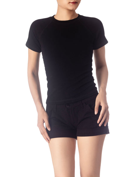 Women's Slim Fit Stretchy Thick Cotton Comfort Short Sleeves T-shirt