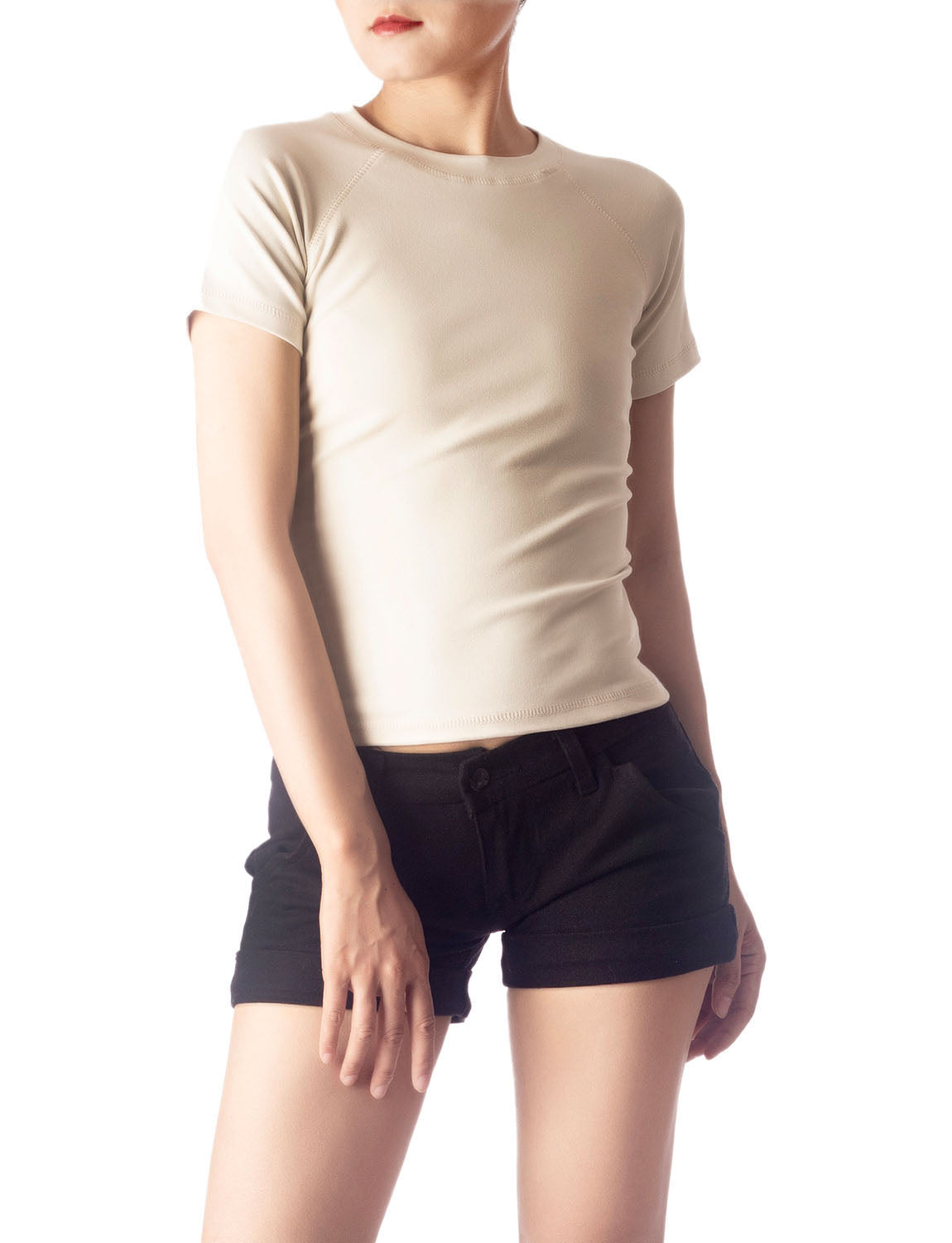 Women's Slim Fit Stretchy Thick Cotton Comfort Short Sleeves T-shirt