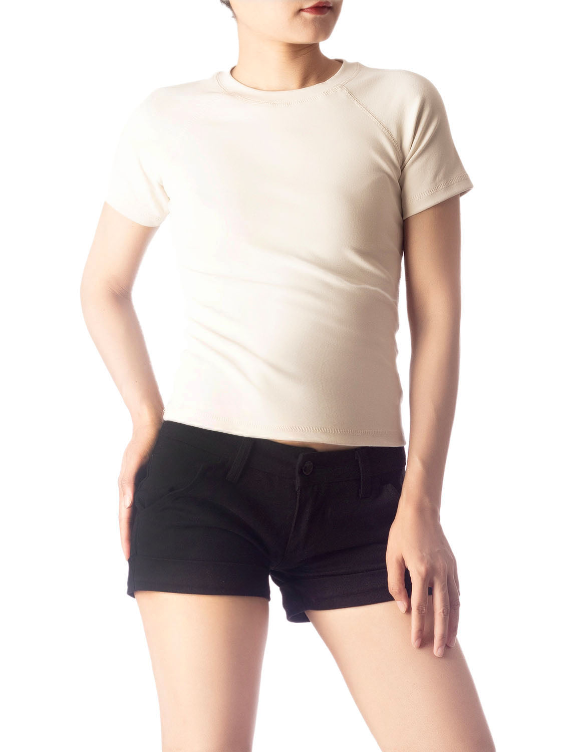 Women's Slim Fit Stretchy Thick Cotton Comfort Short Sleeves T-shirt