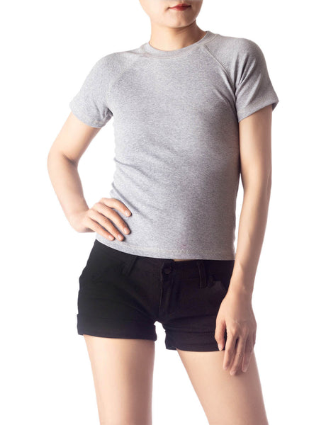 Women's Slim Fit Stretchy Thick Cotton Comfort Short Sleeves T-shirt