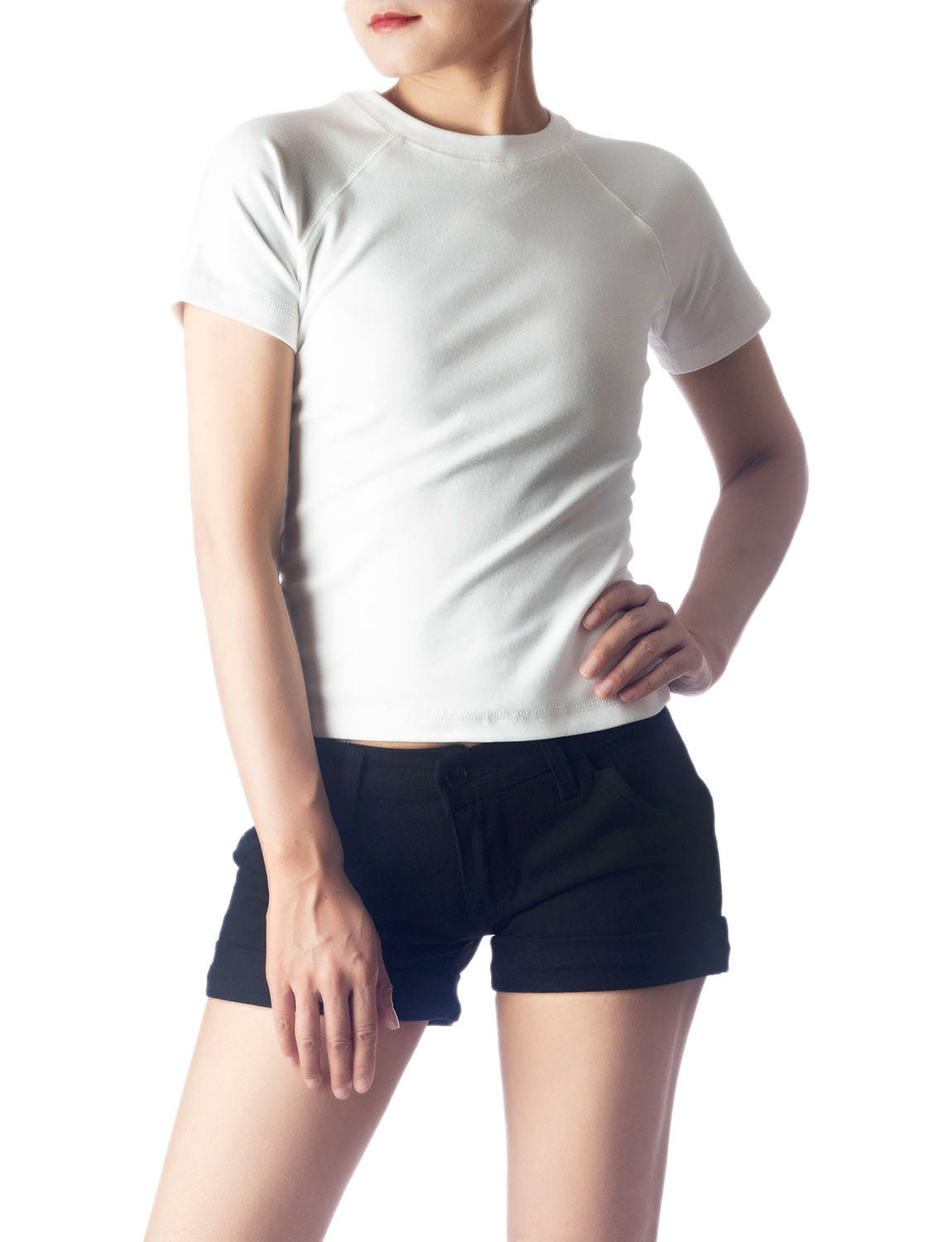 Women's Slim Fit Stretchy Thick Cotton Comfort Short Sleeves T-shirt