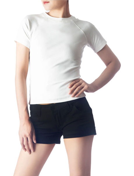 Women's Slim Fit Stretchy Thick Cotton Comfort Short Sleeves T-shirt