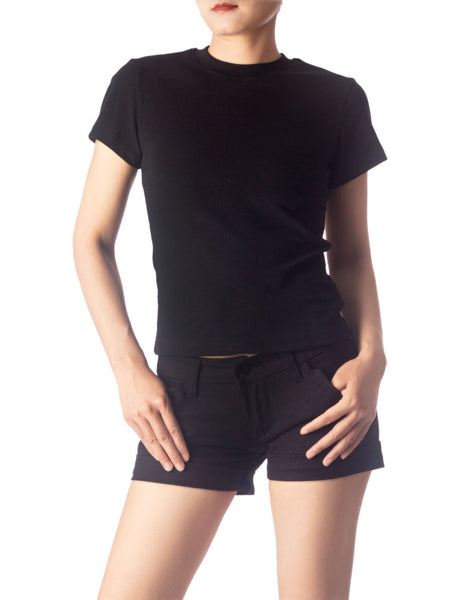 Women's Casual Stretchy Plain Pattern Cotton Comfort Short Sleeves T-shirt