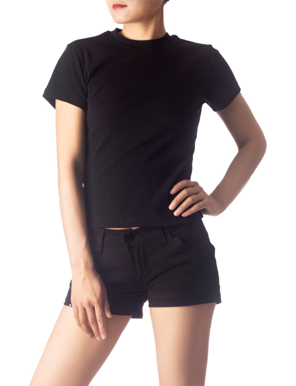 Women's Casual Stretchy Plain Pattern Cotton Comfort Short Sleeves T-shirt
