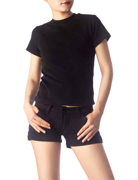 Women's Casual Stretchy Plain Pattern Cotton Comfort Short Sleeves T-shirt