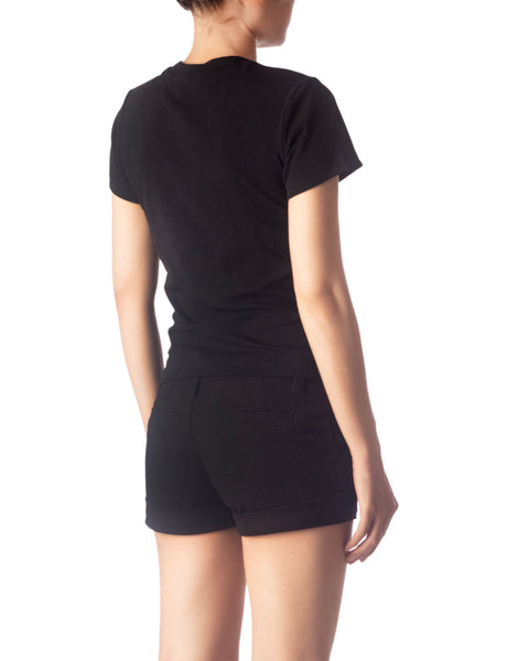 Women's Casual Stretchy Plain Pattern Cotton Comfort Short Sleeves T-shirt