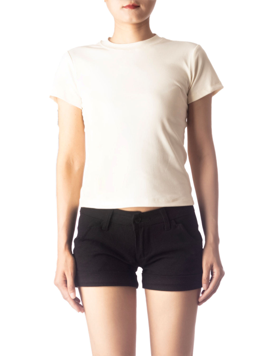 Women's Casual Stretchy Plain Pattern Cotton Comfort Short Sleeves T-shirt