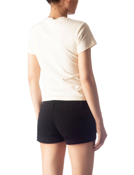 Women's Casual Stretchy Plain Pattern Cotton Comfort Short Sleeves T-shirt