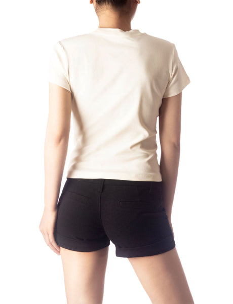 Women's Casual Stretchy Plain Pattern Cotton Comfort Short Sleeves T-shirt
