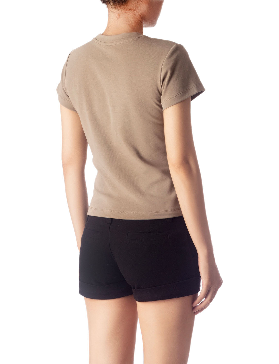 Women's Casual Stretchy Plain Pattern Cotton Comfort Short Sleeves T-shirt