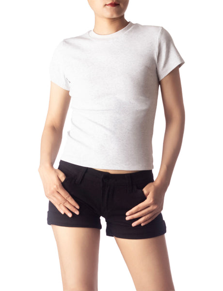 Women's Casual Stretchy Plain Pattern Cotton Comfort Short Sleeves T-shirt