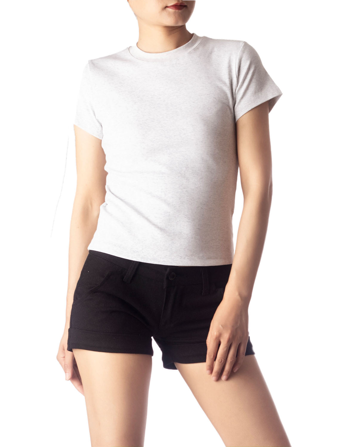 Women's Casual Stretchy Plain Pattern Cotton Comfort Short Sleeves T-shirt