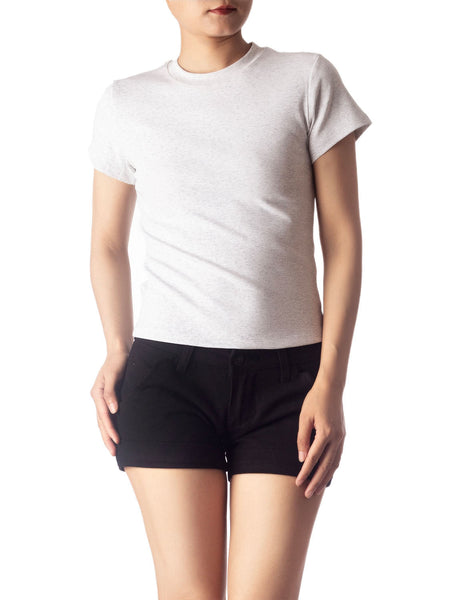 Women's Casual Stretchy Plain Pattern Cotton Comfort Short Sleeves T-shirt