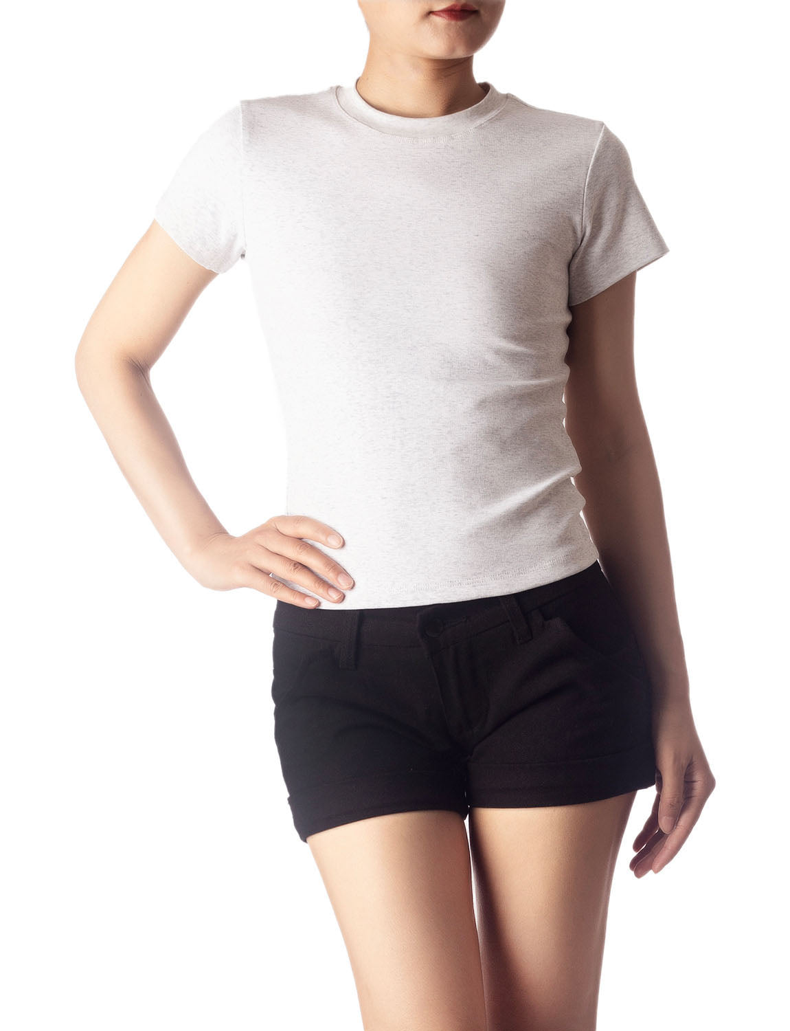 Women's Casual Stretchy Plain Pattern Cotton Comfort Short Sleeves T-shirt