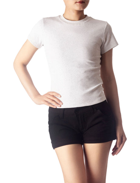Women's Casual Stretchy Plain Pattern Cotton Comfort Short Sleeves T-shirt