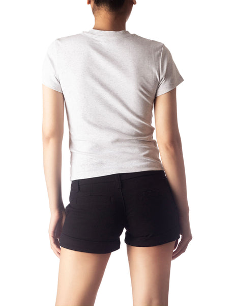 Women's Casual Stretchy Plain Pattern Cotton Comfort Short Sleeves T-shirt