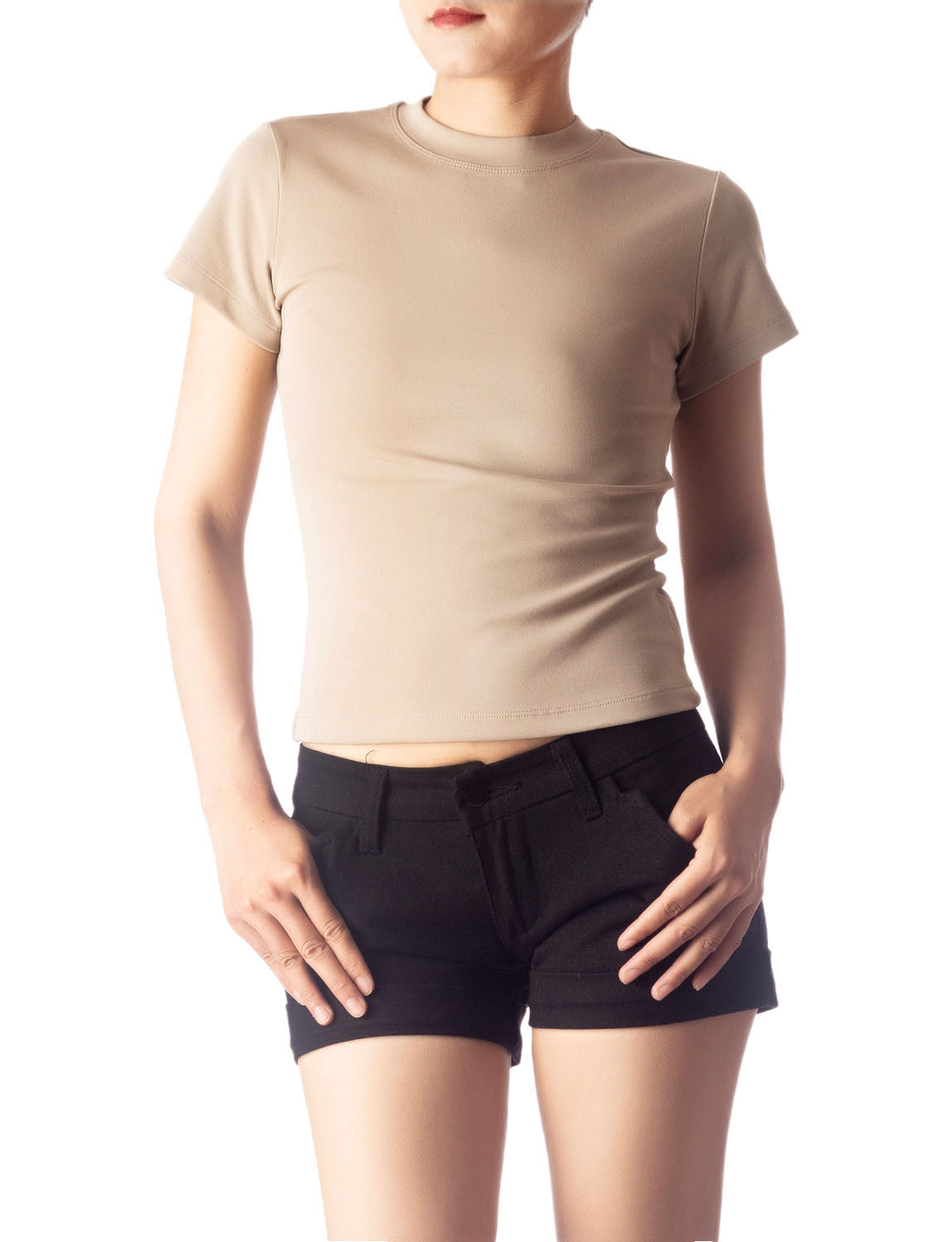 Women's Casual Stretchy Plain Pattern Cotton Comfort Short Sleeves T-shirt