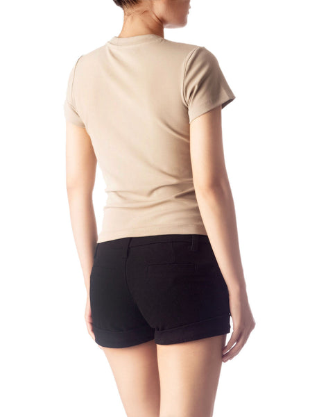 Women's Casual Stretchy Plain Pattern Cotton Comfort Short Sleeves T-shirt