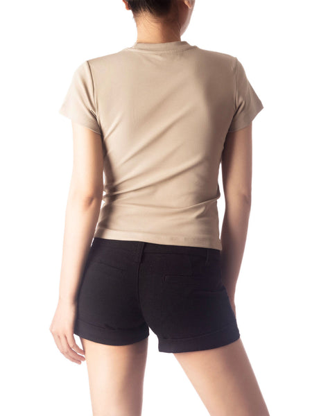 Women's Casual Stretchy Plain Pattern Cotton Comfort Short Sleeves T-shirt