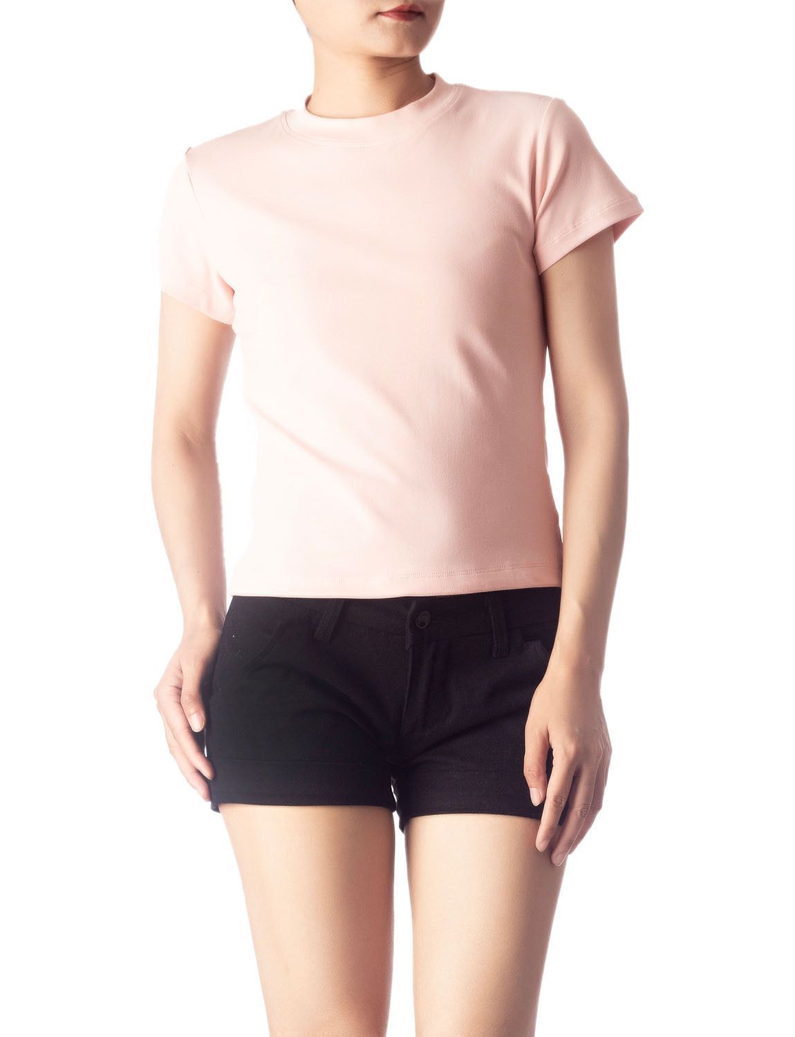 Women's Casual Stretchy Plain Pattern Cotton Comfort Short Sleeves T-shirt