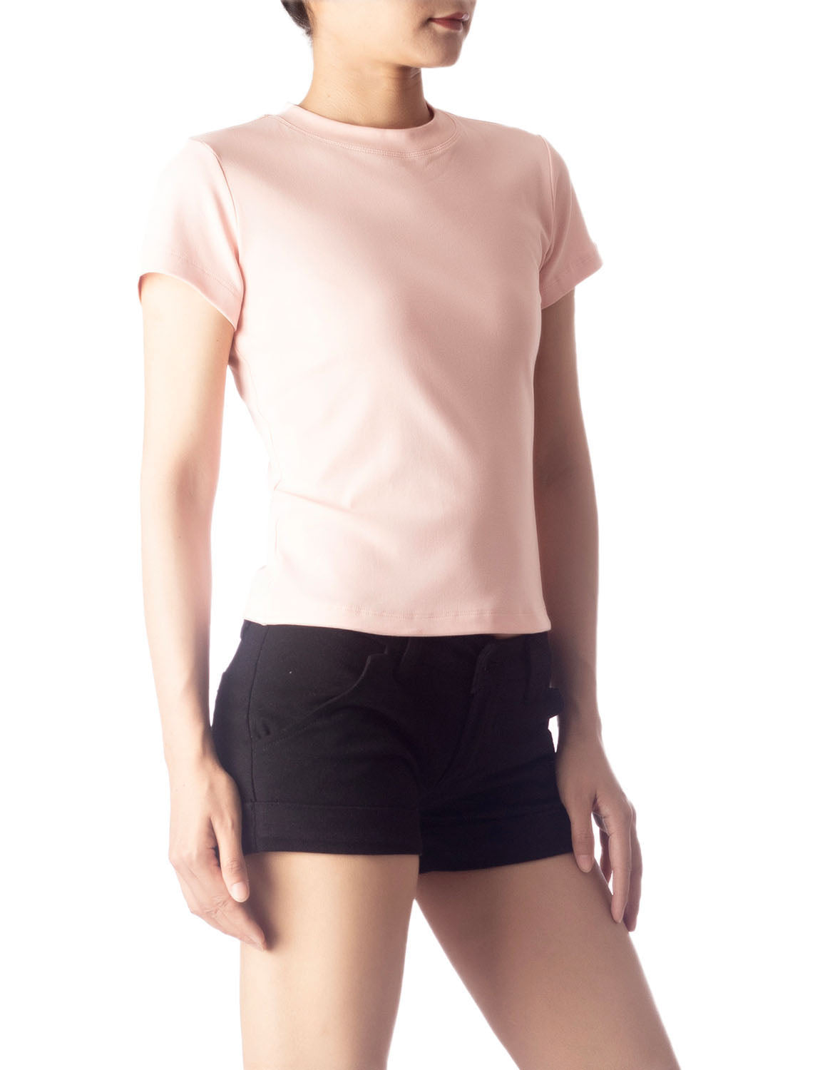 Women's Casual Stretchy Plain Pattern Cotton Comfort Short Sleeves T-shirt