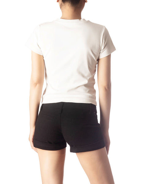 Women's Casual Stretchy Plain Pattern Cotton Comfort Short Sleeves T-shirt