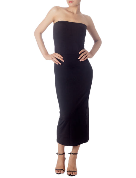 Women's Semi See Through Sleeveless Stretchy Tube Pencil Tight Long Strapless Bodycon Dress