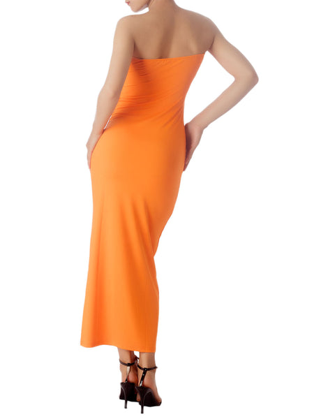 Women's Semi See Through Sleeveless Stretchy Tube Pencil Tight Long Strapless Bodycon Dress