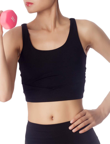 Women's Strappy Crop Top Yoga Fitness Gym Sheer Straps Wireless Sports Bra