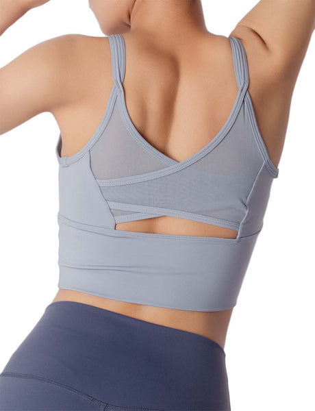 Women's Breathable Non Wire Yoga Fitness Bralette Gym Padded Sports Bra