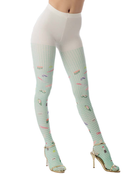 Women's Hosiery Cute Sushi Cartoon Nylon Plaid Opaque Pantyhose Tights