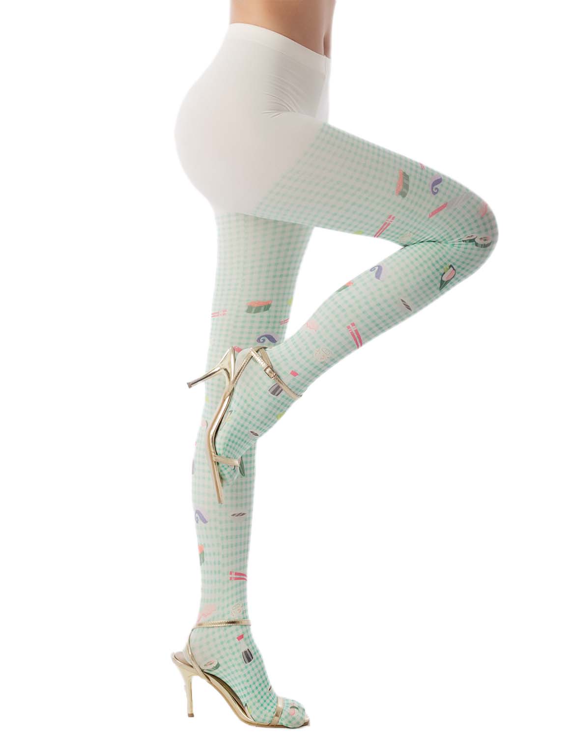 Women's Hosiery Cute Sushi Cartoon Nylon Plaid Opaque Pantyhose Tights