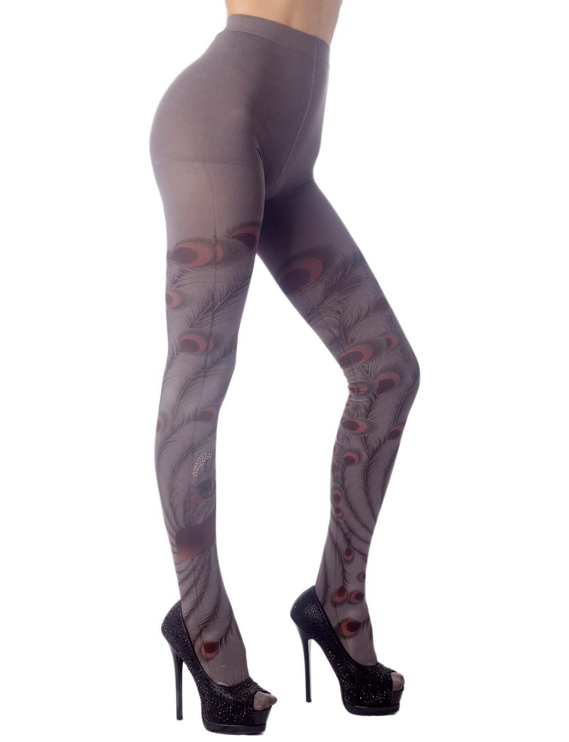 Women's Stocking Peacock Tail Print Charming Sheers Seam Tights Pantyhose