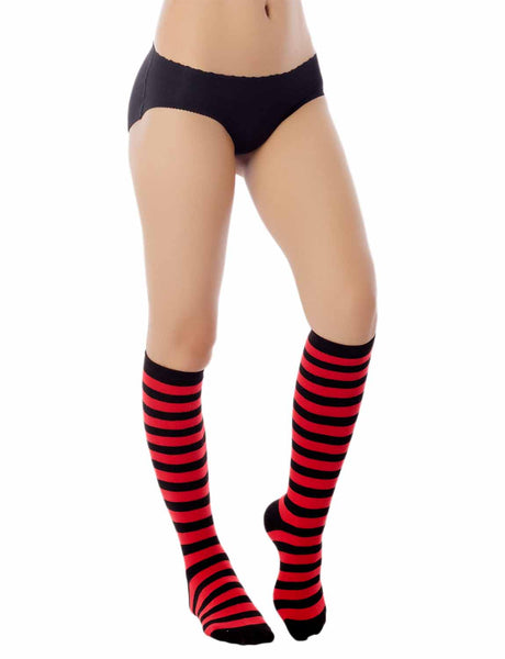 Women's Sports Football Style Zebra Stripe Stocking Knee High Long Socks