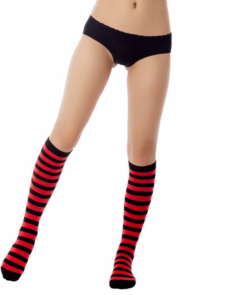 Women's Sports Football Style Zebra Stripe Stocking Knee High Long Socks