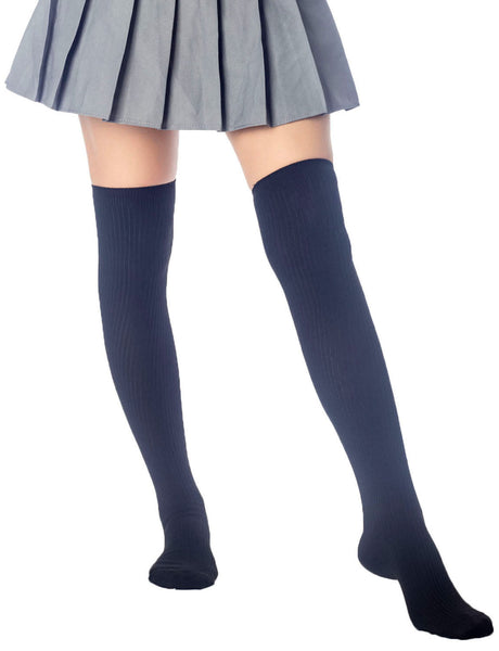Women's Plain Pattern Stylish Solid Color Hold-up Thigh High Long Socks