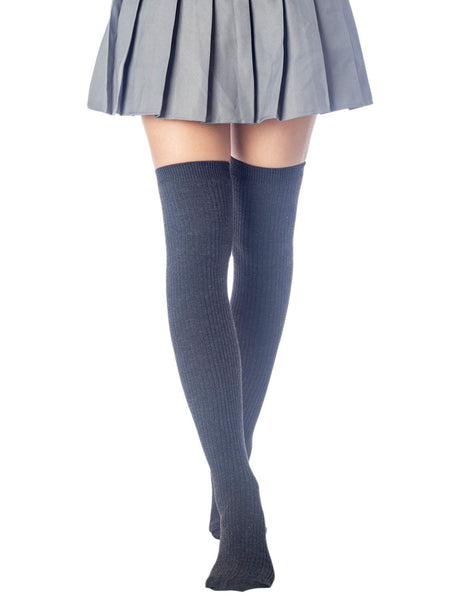 Women's Plain Pattern Stylish Solid Color Hold-up Thigh High Long Socks