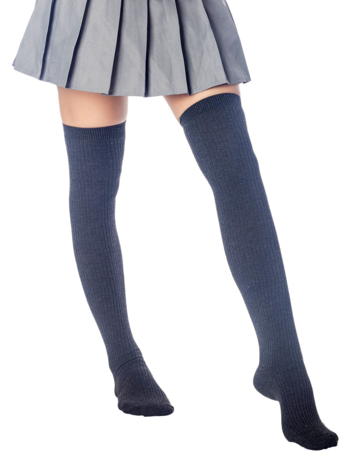 Women's Plain Pattern Stylish Solid Color Hold-up Thigh High Casual Long Socks