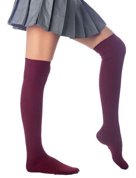 Women's Plain Pattern Stylish Solid Color Hold-up Thigh High Long Socks