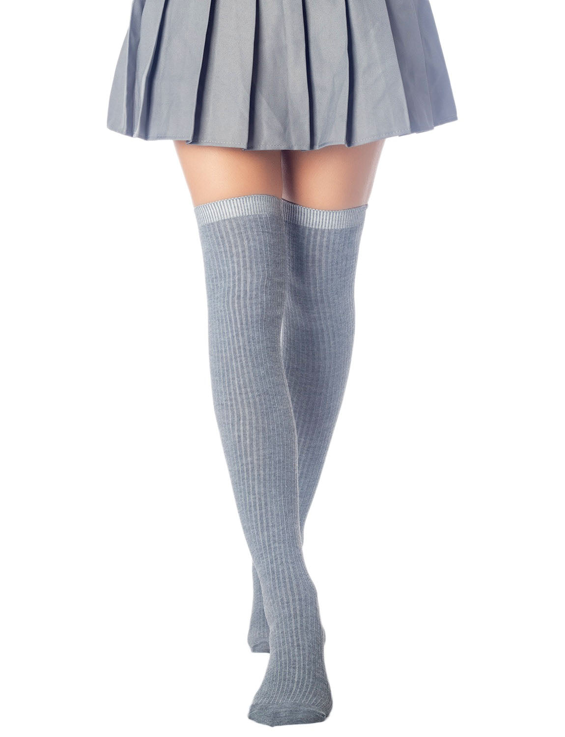 Women's Plain Pattern Stylish Solid Color Hold-up Thigh High Long Socks
