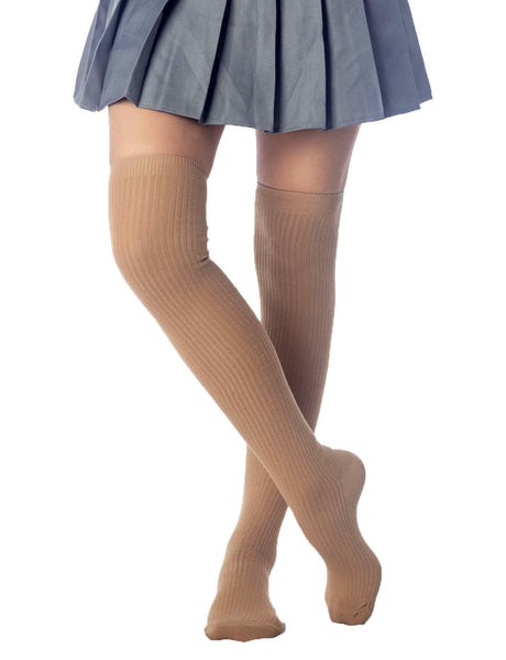 Women's Plain Pattern Stylish Solid Color Hold-up Thigh High Long Socks
