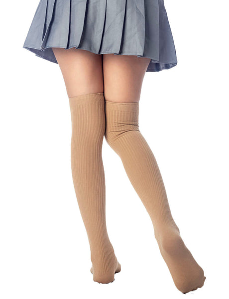 Women's Plain Pattern Stylish Solid Color Hold-up Thigh High Long Socks