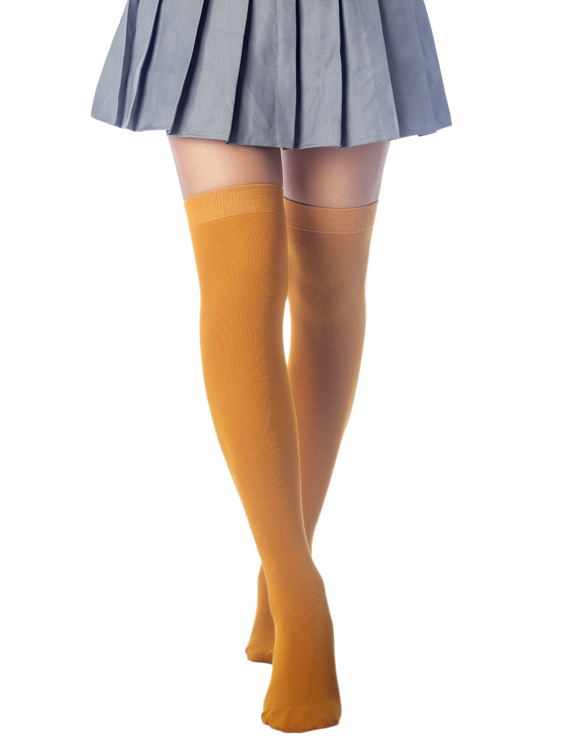 Women's Cotton Solid Color Hold-up Thigh High Long Socks