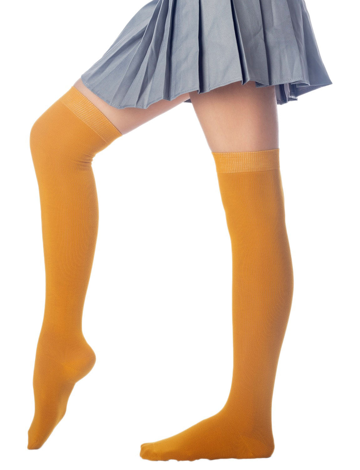 Women's Cotton Solid Color Hold-up Thigh High Long Socks