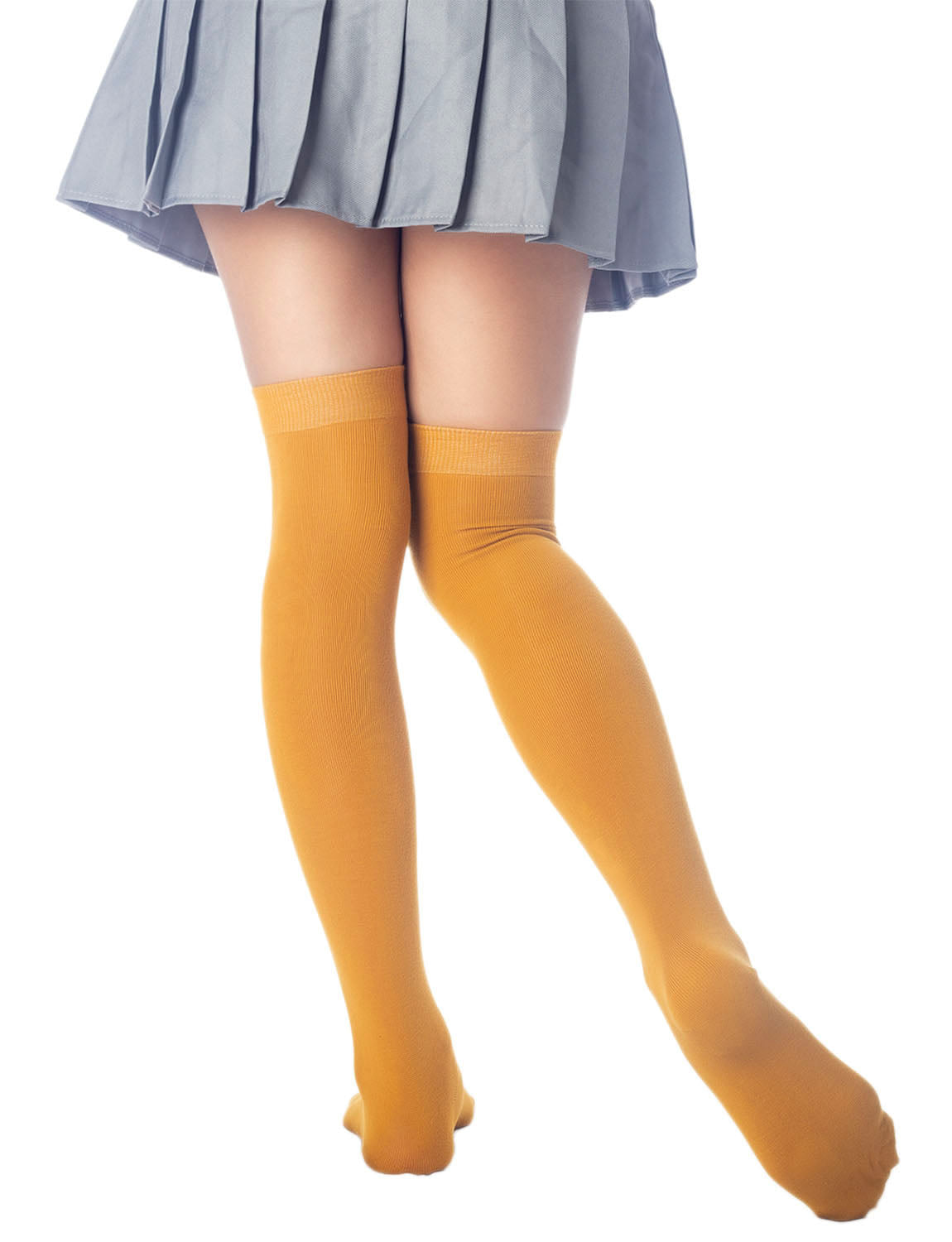 Women's Cotton Solid Color Hold-up Thigh High Long Socks