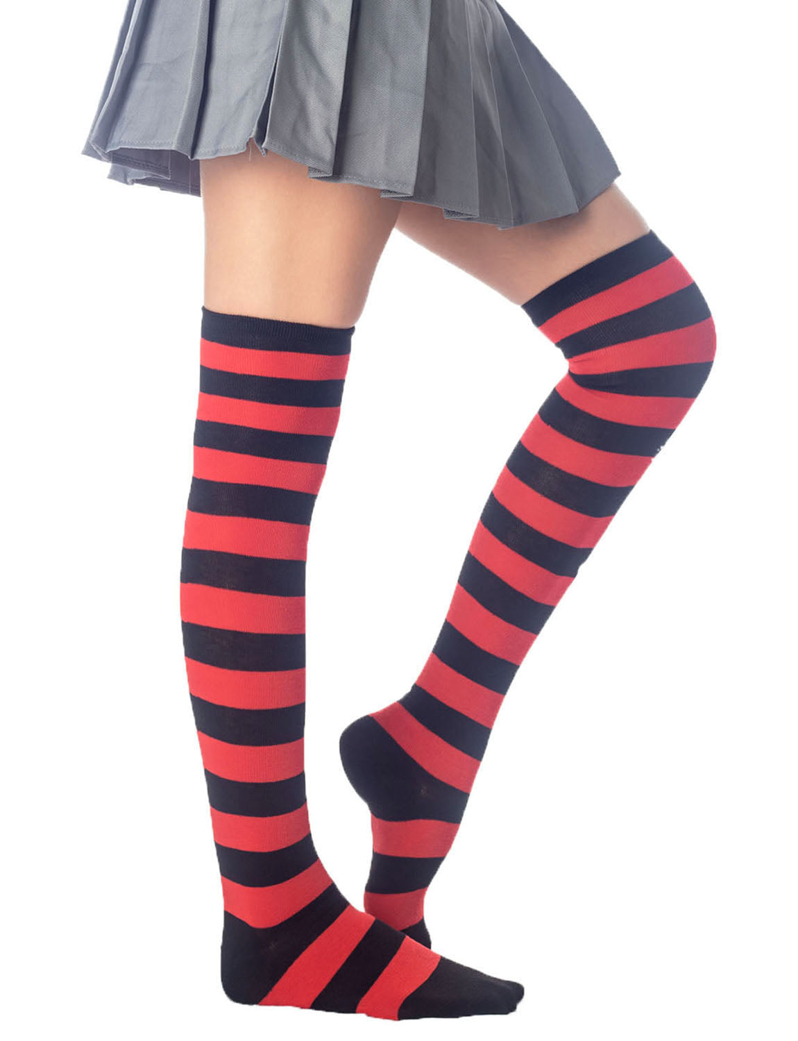 Women's Zebra Stripes Sports Casual Over The Knee Hold-up Thigh High Long Socks